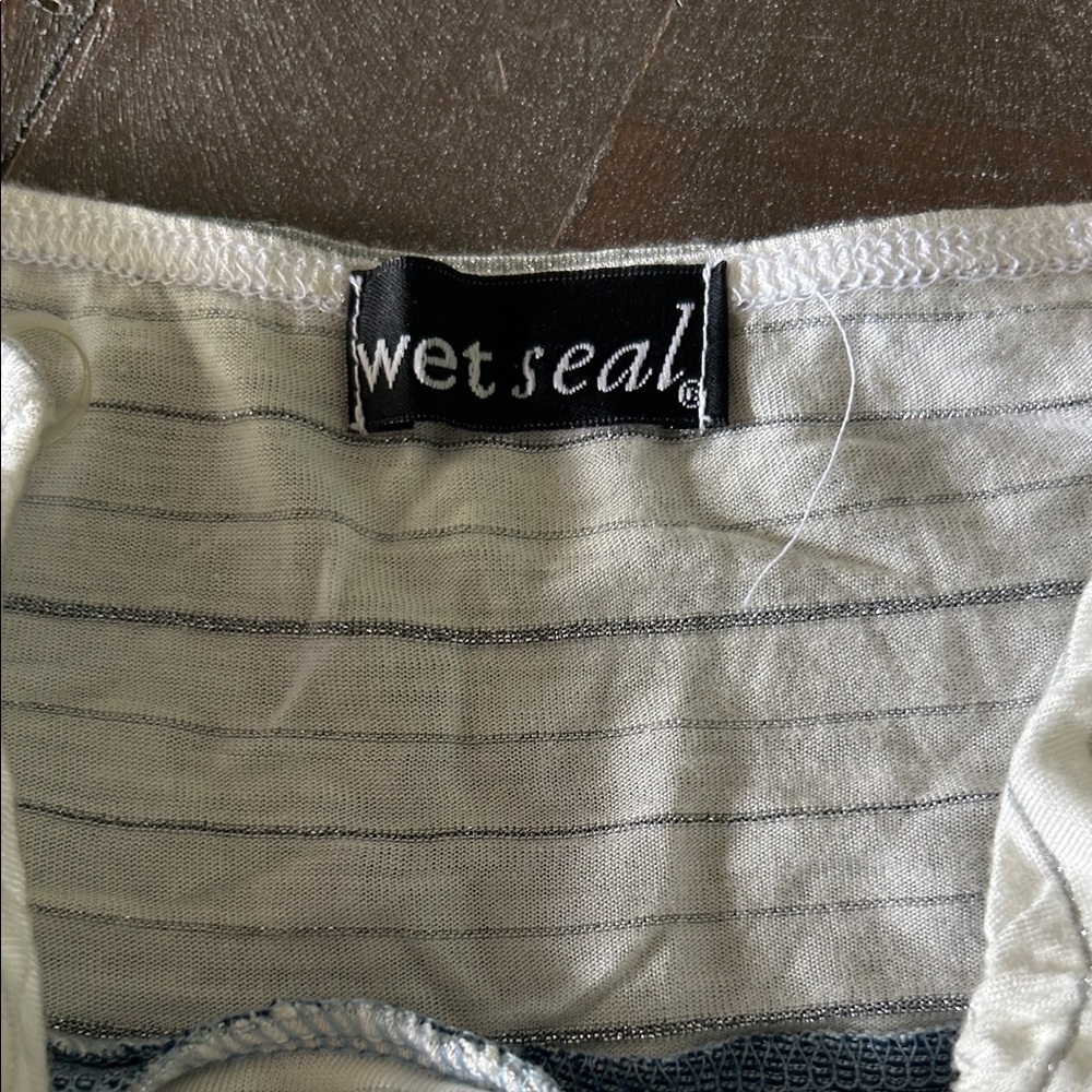 Wet Seal White and Black Striped Top - Picture 2 of 6